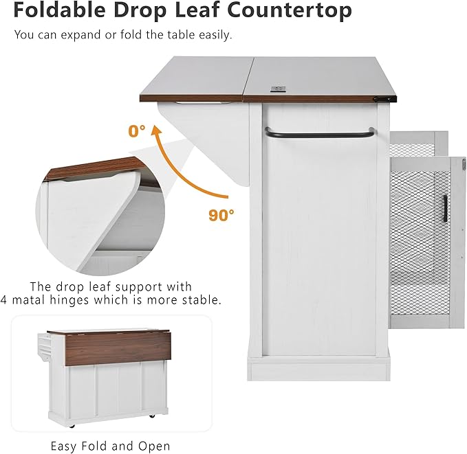 Modern Dining Table Expandable Kitchen Island with Counter Wood Table Console Luxury Easy Clean Living Decor,White