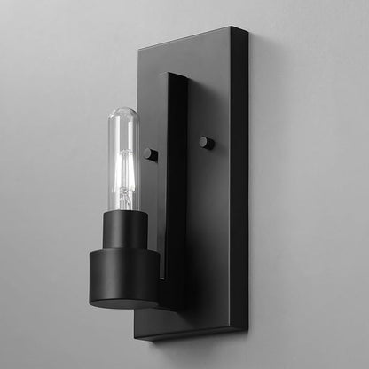 GLOBE Electric 1-Light Wall Sconce, Matte Black, Clear Glass Shade, Modern Industrial, Dimmable, 65000104