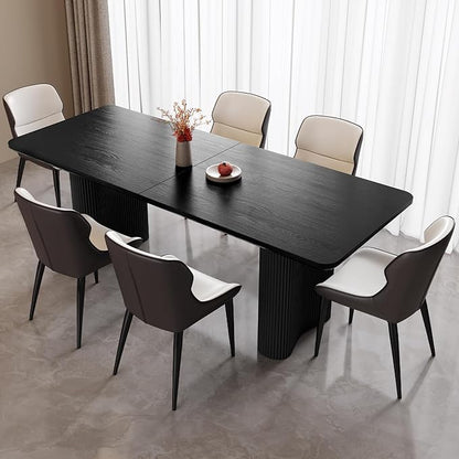 Miuuod 79" Black Dining Table for 4-8 People Large Modern Kitchen Dining Room Table Rectangular Wood Table with Wave Legs Farmhouse Dining Table for Living Room Home Office Workspace Easy Assembly