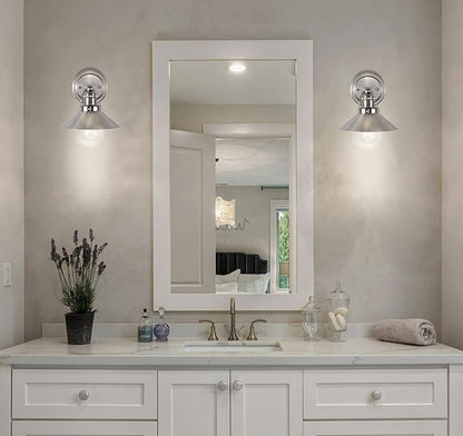 JONATHAN Y 7.8" Nickel 1-Light Industrial Farmhouse Metal Vanity Light Wall Sconce, Metal Shade for Bathroom Mirror, Kitchen, Entryway, LED Bulb Included (JYL7426B)