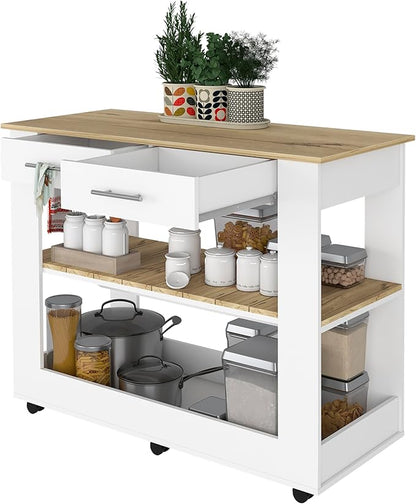 GOWE Brooklyn 46 Kitchen Island, Two Shelves, Two Drawers
