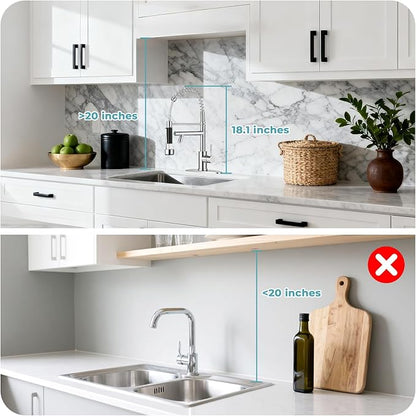 LED Kitchen Faucet with Pull Down Sprayer - Chrome Single Handle Commercial Kitchen Faucets, 2-Spout Kitchen Sink Faucet, Stainless Steel Spring Pull Out Sink Faucet 1/3 Hole