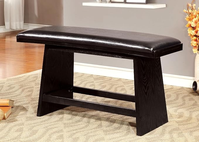 Modern Counter Height Bench Leather Padded Seat Stylish Upholstered Dining Bench for Kitchen Island Entertaining Guests Practical