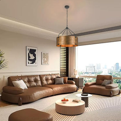 Drum Chandeliers for Dining Room,22 in Copper Bronze Metal Dining Room Light Fixture Over Table, Industrial Modern Farmhouse Pendant Light for Kitchen,Entryway,Living Room