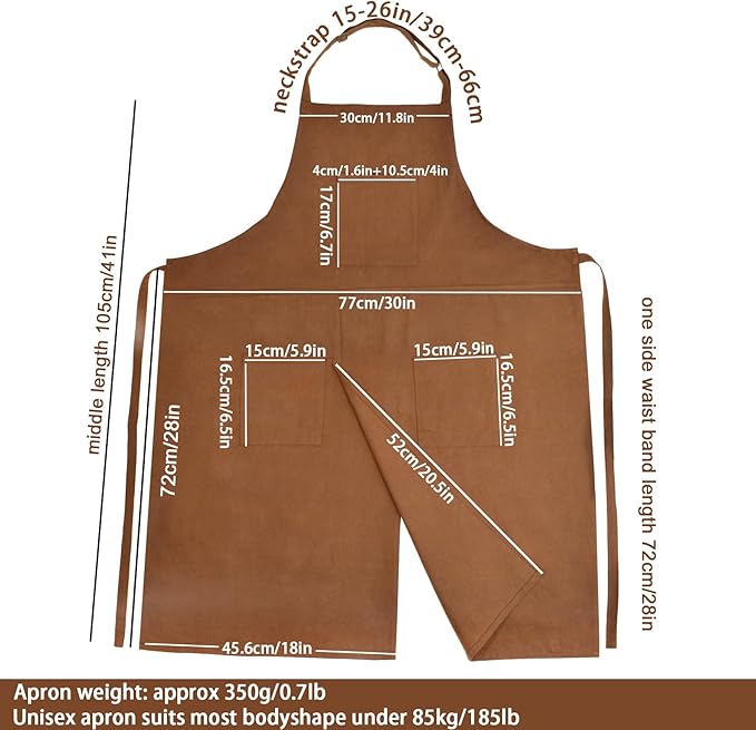 Molaxhome Split Apron with 3 Pockets,Unisex Pottery Apron with Adjustable Strap for Kitchen Ceramics