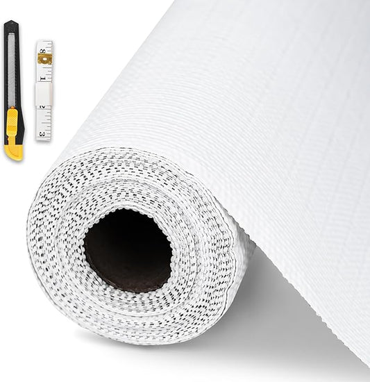 Drawer and Shelf Liner for Kitchen Cabinet,Non-Adhesive Cabinet Liner 18in x 30FT,Waterproof Shelf Paper Non-Slip Mats Cupboard Liner Contact Protect Dresser/Shelves/Table-White