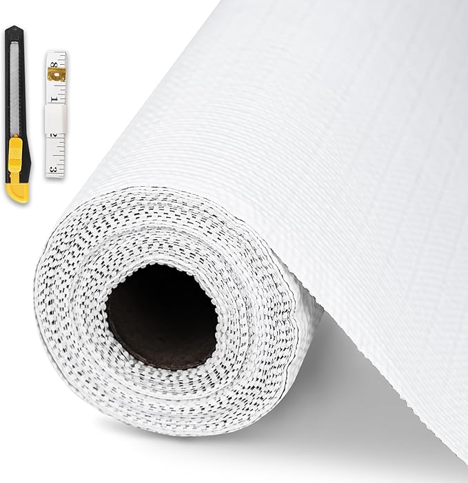 Drawer and Shelf Liner for Kitchen Cabinet,Non-Adhesive Cabinet Liner 24in x 20FT,Waterproof Shelf Paper Non-Slip Mats Cupboard Liner Contact Protect Dresser/Shelves/Table-White