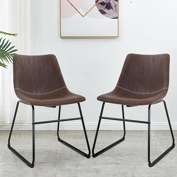 PayLessHere Dining Chairs Set of 2 Kitchen Chairs Living Room Chairs Counter Stools with Backs Leather Island (18 Inch)