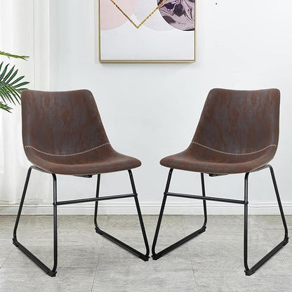 PayLessHere Dining Chairs Set of 2 Kitchen Chairs Living Room Chairs Counter Stools with Backs Leather Island (18 Inch)