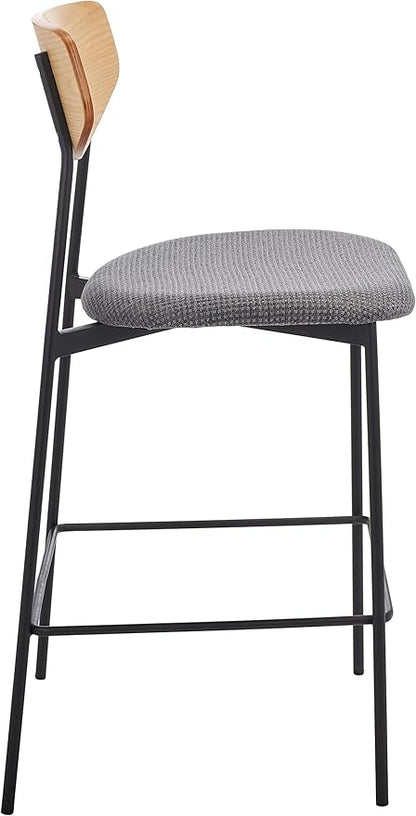 SAFAVIEH Home Collection Ryker Oak/Grey 26-inch Kitchen Island Breakfast Nook Counter Stool (Fully Assembled)