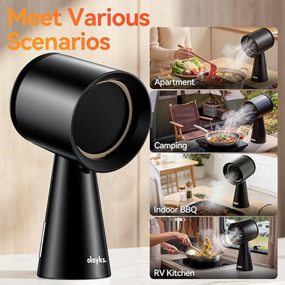 Portable Range Hood, Desktop Range Hood with 3 Speed Exhaust Fan, Advanced 5-Layer Filtration, Large Oil Collection Cup, Portable Kitchen Exhaust Fan for Dorm, RV, Indoor BBQ, Hot Pot, Wired