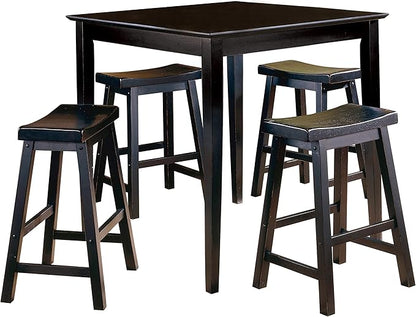 Living Room Chairs Comfy, Farmhouse Modern Solid Wood Counter Height Stools Set of 2, Saddle Seat Wooden Chairs for Kitchen Island, Dining Room, Comedor Sillas，Bedroom Furniture,Black