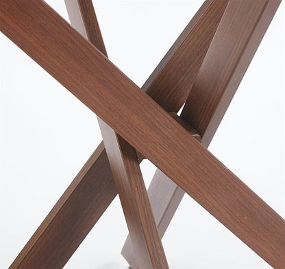 36'' Square Glass Dining Table for 2-4, X-Shape Walnut Metal Legs, Glass Tea Table Square Kitchen Table for Small Space