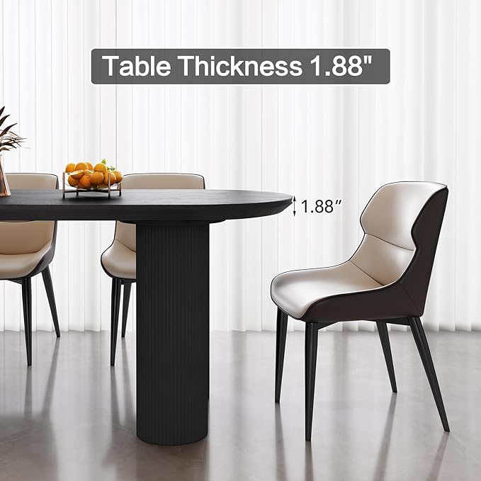 Guyii 62.99" Dining Table, Modern Kitchen Table for 6 People, Indoor Dining Table for Kitchen, Bar, Living Room, Small Space, Black, Table Only