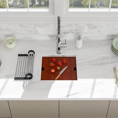 15 Undermount Kitchen Sink - Beslend 15x15 Inch Under Counter Sinks Stainless Steel Ledge Workstation Bar Prep Sink 16 Gauge Single Bowl