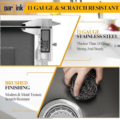 Black Double Bowl Sink - 50/50, 33x22x9-Inch Topmount - Stainless Steel - Drop In - Includes Sink Grid, Soap Dispenser, Drain Strainer