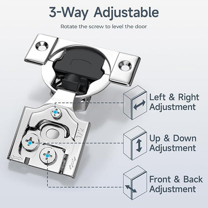 HOSOM 10 Pack Soft Close Cabinet Hinges 1/2 inch Overlay Kitchen Cabinet Door Hinges 105° Opening Angle for Cabinet Doors 3-Way Adjustment Hidden Door Hinges