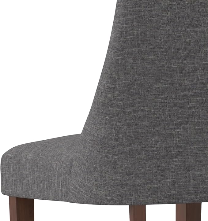 SIMPLIHOME Walden Dining Chairs - Upholstered Solid Hardwood Frame and Linen-Style Fabric Kitchen Chair Set in Slate Grey, Modern Dining Room Seating with Curved Back and Padded Seat (Set of 2)