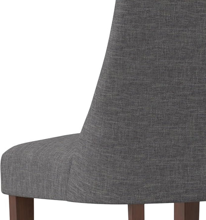 SIMPLIHOME Walden Dining Chairs - Upholstered Solid Hardwood Frame and Linen-Style Fabric Kitchen Chair Set in Slate Grey, Modern Dining Room Seating with Curved Back and Padded Seat (Set of 2)