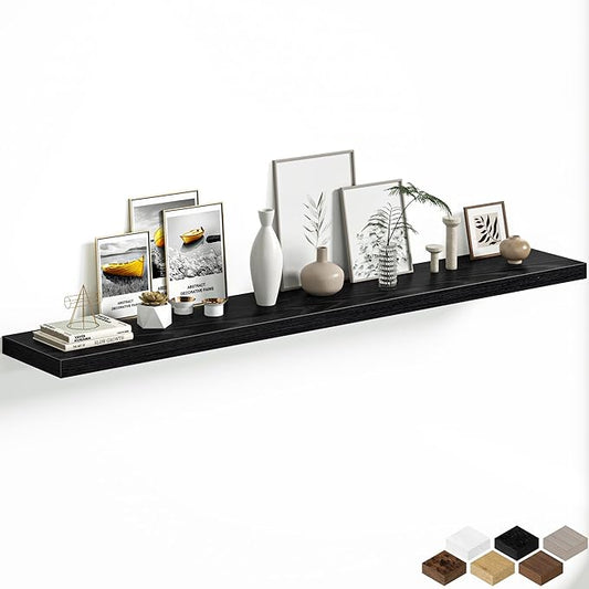 Fun Memories 72 Inch Floating Shelves, 12 Inch Deep Wall Shelf for Fireplace Mantel, Black Deep Storage Shelves for Home & Office, Long Floating Shelf with Invisible Bracket, Set of 1