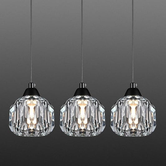 Weesalife Crystal Chandeliers for Dining Room Lights Fixture Over Table, 3 Pack Black Modern Pendant Light Fixture，Crystal Pendant Lighting for Kitchen Island Bathroom Bar