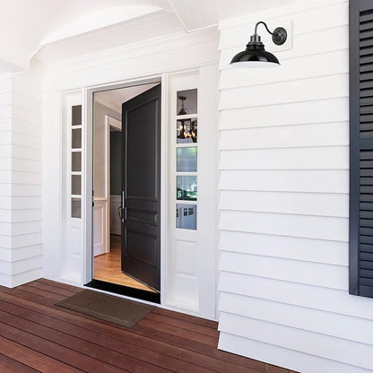 Design House 588566-GBG Hamilton Industrial Farmhouse 1-Light Indoor/Outdoor Wall Mount 12-Inch Light with Metal Shade for Porch Entryway Kitchen, Gloss Black and Galvanized