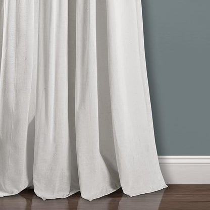 Lush Decor Linen Button Window Curtain Panel, Single, 40" W x 108" L, Gray & White - Country Curtains - Rustic Decor - Color Block Modern Farmhouse Curtains For Living Room, Bedroom & Dining Room