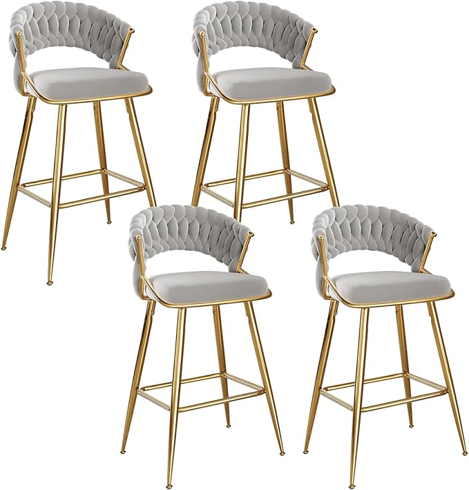 Modern Dining Chair with Ergonomic Design & Plush Upholstered Seat for Kitchen Island, Bar, Dining Room & Living Room Sets - Sturdy Stable & Easy Assembly,Gray-Metal-Setof2