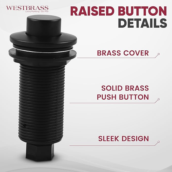 Westbrass ASB-RB3-26 Sink Top Waste Disposal Replacement Air Switch Trim Only, Raised Button, Polished Chrome