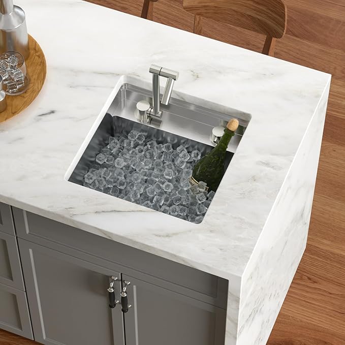18 x 18 Inch Outdoor Sink Undermount RV Sink Workstation 16 Gauge Stainless Steel Single Bowl Handmade Outdoor Kitchen Sinks With Folding Faucet 18"x18"x9"