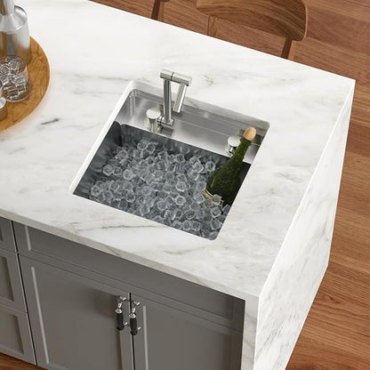18 x 18 Inch Outdoor Sink Undermount RV Sink Workstation 16 Gauge Stainless Steel Single Bowl Handmade Outdoor Kitchen Sinks With Folding Faucet 18"x18"x9"