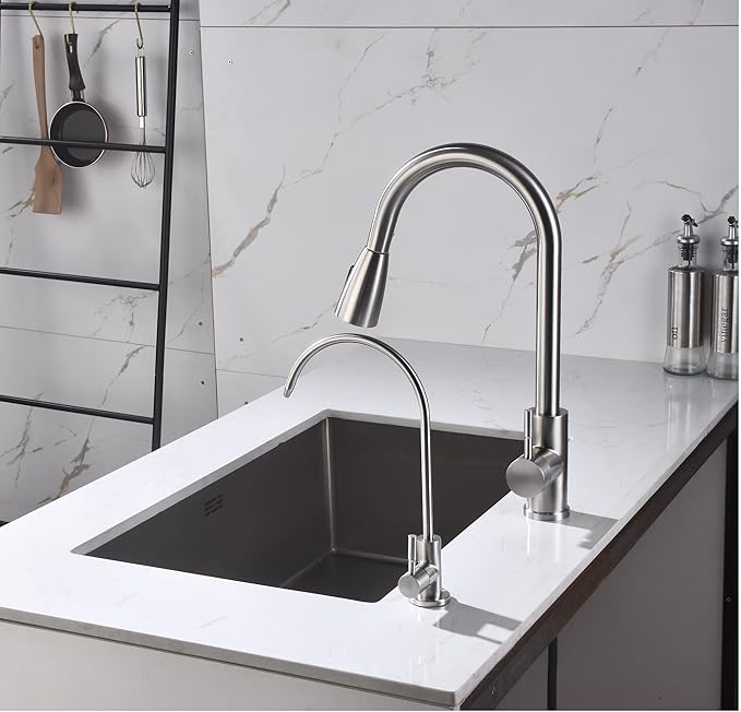 Drinking Water Faucet Brushed Stainless Steel, Kitchen Water Purifier Faucet for Non-Air Gap Reverse Osmosis Water Filtration System