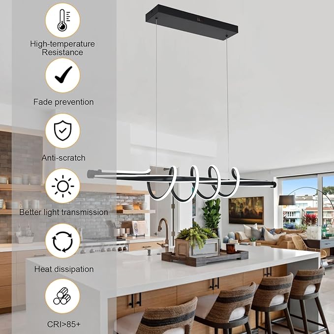 Led Chandelier,Dimmable Modern Led Chandelier for Dining Room Light Fixture with Remote,Led Pendant Light Kitchen Island Lighting Color Changing 3000K-6500K Hanging Ceiling light for Living Room