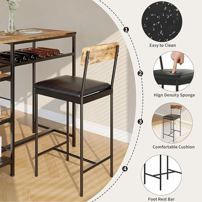 Garvee Dining Table Set for 2, Square Table and 2 Chairs Space Saving Compact Dinette Set for Small Spaces Kitchen Dining Room Apartment Breakfast Nook 29.1 x 29.1 x 30 in Retro