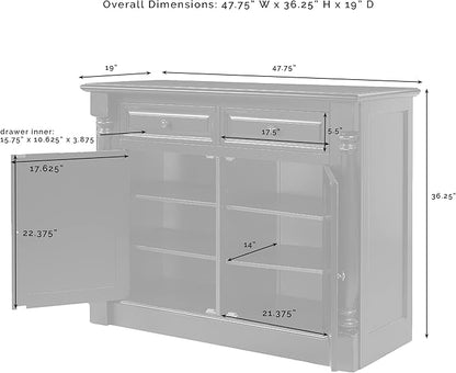 Crosley Furniture Shelby Traditional Sideboard Buffet Cabinet with Storage, White