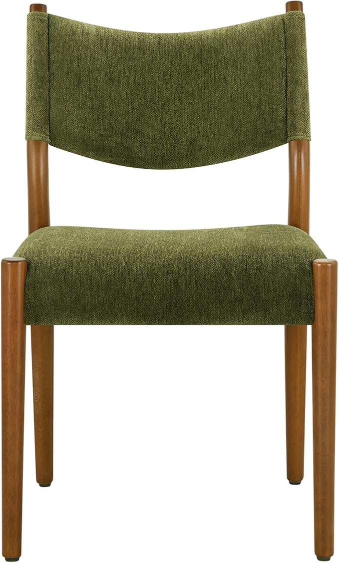 KISLOT Upholstered Dining Chairs Set of 6, Solid Wood Armless Kitchen Chairs with Soft Polyester Fabric, 18.9" Seat Height, Modern Dining Room Seating, 300 lbs Capacity, Green