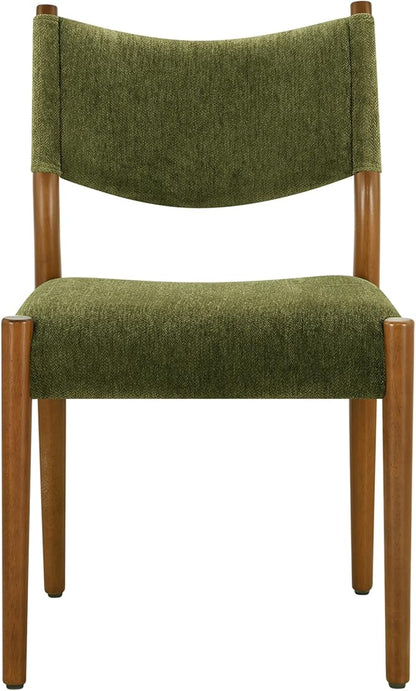 KISLOT Upholstered Dining Chairs Set of 6, Solid Wood Armless Kitchen Chairs with Soft Polyester Fabric, 18.9" Seat Height, Modern Dining Room Seating, 300 lbs Capacity, Green