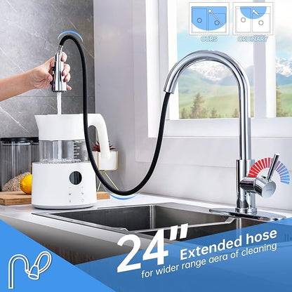 Arofa Chrome Kitchen Faucet, High Arc Kitchen Faucet with Pull Down Sprayer, Modern Single Handle Chrome Kitchen Faucets for 1/3 Hole Sink