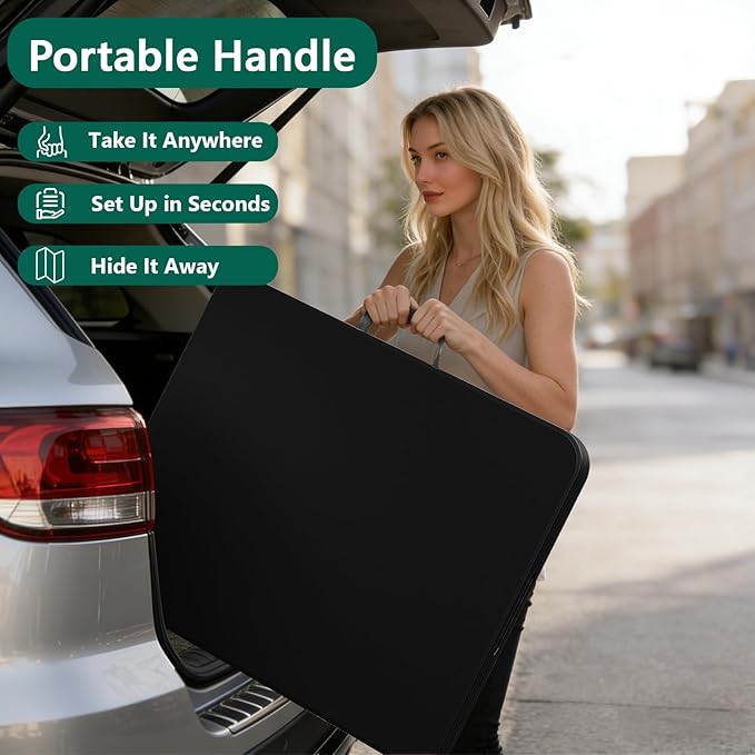 Folding Table 6ft - Heavy Duty Plastic Table with Handle, Foldable & Portable, Fold-in-Half Utility Tables for Outdoor, Dining, Wedding, Events, Indoor, Picnic, Camping, Party (Black)