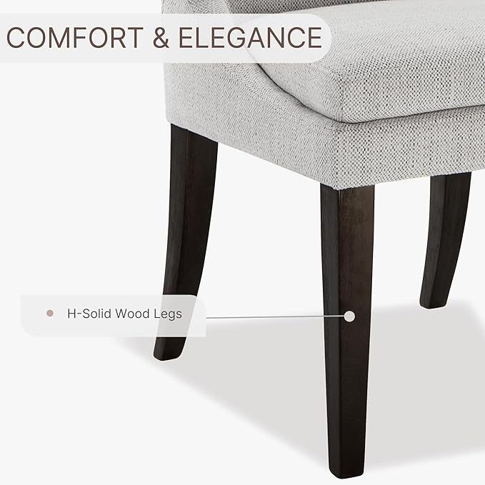 KISLOT Upholstered Dining Chairs Modern Sidechair Performance Fabric High Back Armlesschair for Diningroom Kitchen,Linen,Set of 2(1 Box)