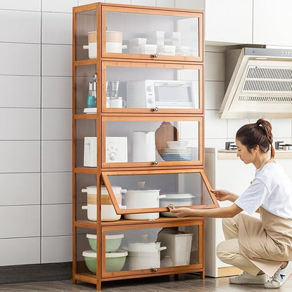JSDMBD Kitchen Storage Cupboard, Pantry and Freestanding Cupboards, Dustproof and Easy to Clean, Kitchen Island for Spices, Pots and Pans, Storage Shelf for Kitchen, Living Room and Dinning Room