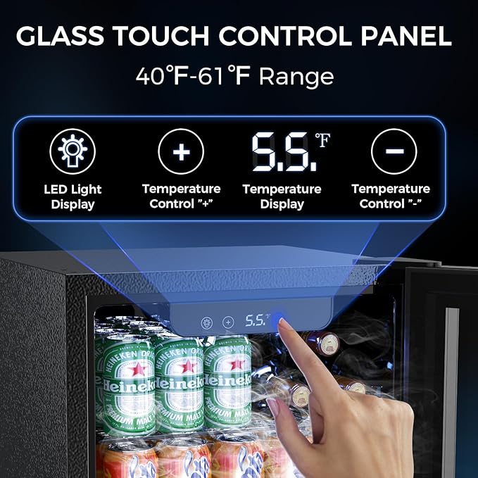 Electactic Mini Fridge 68 Can Beverage Refrigerator Cooler, 1.7 Cu.Ft Drink Fridge forSoda Wine Beer, Digital Temperature Control Cooler for Home, Dorm, Bar