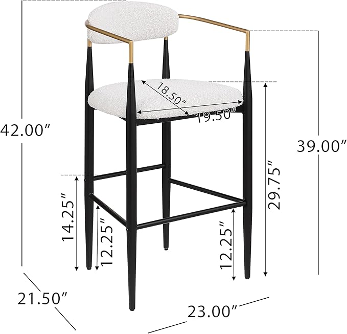 Modern Dining Chair with Iron Legs for Kitchen Island, Dining Room, Restaurant - Mid-Century Luxury Furniture Sets with Sturdy Stable Frame and Easy Assembly,Beige-Foam-setof2