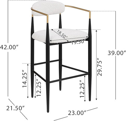 Modern Dining Chair with Iron Legs for Kitchen Island, Dining Room, Restaurant - Mid-Century Luxury Furniture Sets with Sturdy Stable Frame and Easy Assembly,Beige-Foam-setof2