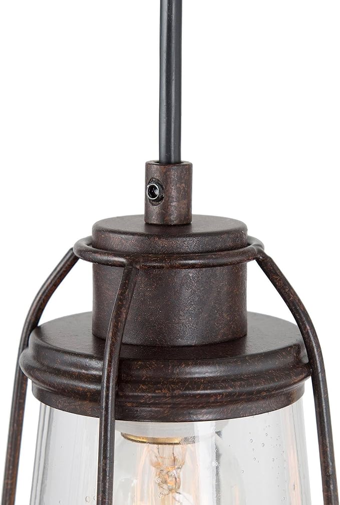 KSANA 5-Light Kitchen Island Lighting, Farmhouse Linear Chandelier with Seeded Glass Shade, Rustic Faux Wood Dining Room Light Fixture Over Table