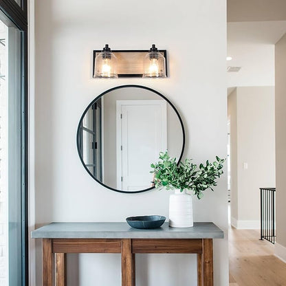 Vanity Lights for Bathroom Large 15.8", Farmhouse Rustic Vanity Light with Bubble Glass Shades, Gray 2 Light Bathroom Lighting Fixtures Over Mirror, Bath Wall Sconce Home Decor