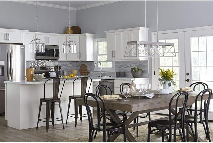 Progress Lighting Briarwood Collection 5-Light Dining Room Light Fixture, Farmhouse Style Modern Chandelier for Kitchen and Dining Room, 38" by 9", Bleached Oak