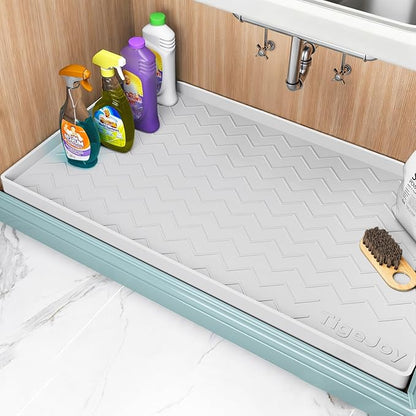 TigeJoy 31" x 19" Under Sink Mats for Kitchen Waterproof, Leak-Proof Silicone Mat Sink Protector and Cabinet Liner, Kitchen Essentials Organizer and Storage, Boot or Shoe Tray, Pet Feeding Mat