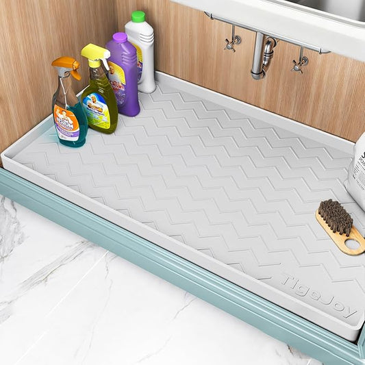 TigeJoy 25" x 22" Under Sink Mats for Kitchen Waterproof, Leak-Proof Silicone Mat Sink Protector and Cabinet Liner, Kitchen Essentials Organizer and Storage, Boot or Shoe Tray, Pet Feeding Mat