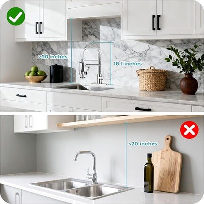 LED Kitchen Faucet with Pull Down Sprayer - Chrome Single Handle Commercial Kitchen Faucets, 2-Spout Stainless Steel Spring Pull Out Kitchen Sink Faucet 1/3 Hole with Deck Plate